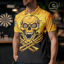 Load image into Gallery viewer, Funny Beer &amp; Skull Dartboard Men Polo Darts Shirt Custom Name &amp; Team Dart Jersey NYN2011