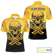 Load image into Gallery viewer, Funny Beer &amp; Skull Dartboard Men Polo Darts Shirt Custom Name &amp; Team Dart Jersey NYN2011
