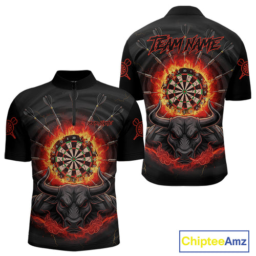 Purple Skull Lightning Thunder Grunge Dartboard Custom Men Quarter-Zip Darts Shirt Dart Gifts NYN2015