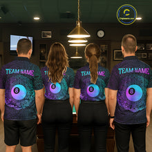 Load image into Gallery viewer, Custom Blue &amp; Purple Tribal 8 Ball Billiard Jersey For Women Billiard Clothes Billiard Team Shirts NYN2924