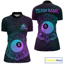 Load image into Gallery viewer, Custom Blue &amp; Purple Tribal 8 Ball Billiard Jersey For Women Billiard Clothes Billiard Team Shirts NYN2924