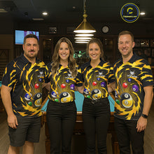 Load image into Gallery viewer, Yellow Tornado Yin Yang Ball Mens Billiard Pool Shirts Custom 8 Ball And 9 Ball Billiard Team Jersey NYN3303