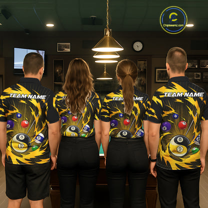 Yellow Tornado Yin Yang Ball Women Billiard Pool Shirts Custom 8 Ball And 9 Ball Billiard Team Jersey NYN3303
