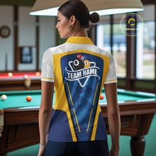 Load image into Gallery viewer, Yellow And Blue Geometric Women Billiard Shirts Custom Polo &amp; 1/4-Zip Billiard Team Jersey NYN3306