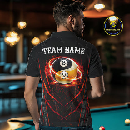 Lightning Yin Yang Black And Red Mens Billiard Pool Shirts Custom Grunge Billiard Team Jersey NYN3308