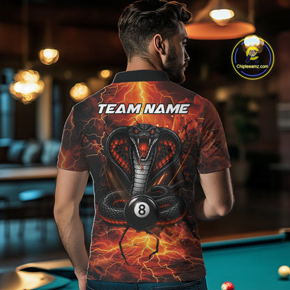 Cobra 8 Ball Cracked Thunder Lightning Billiard Shirts For Men Custom Billiard Team Jersey | Orange NYN3311