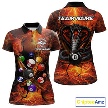 Load image into Gallery viewer, Cobra 8 ball thunder lightning billiard polo shirt for women custom orange jersey