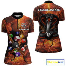 Load image into Gallery viewer, Cobra 8 ball thunder lightning billiard 1/4-zip shirt for women custom orange jersey