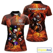 Load image into Gallery viewer, Dragon 8 ball cracked lightning billiard polo shirt for women custom team jersey