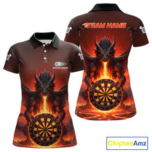 Load image into Gallery viewer, Fire Flame Dragon Red Darts Custom Women Darts Jersey Flaming Darts League Shirt NYN2040