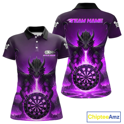 Fire Flame Dragon Purple Darts Custom Women Darts Jersey Flaming Darts League Shirt NYN2041