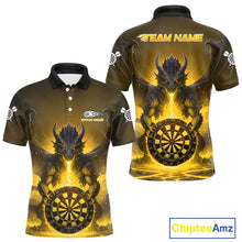 Load image into Gallery viewer, Fire Flame Dragon Yellow Darts Custom Men Darts Jersey Flaming Darts League Shirt NYN2042