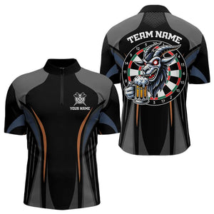 Custom Goat With Beer Funny Dart Shirts For Men, Dart Team Jerseys NYN0023
