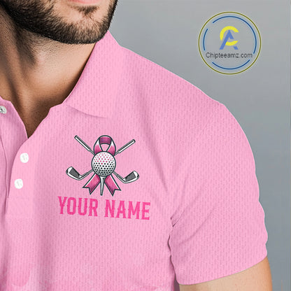 Pink Splatter Golf Shirts For Men Breast Cancer Awareness Golf Jerseys Short Sleeve Golf Tops NYN3315
