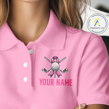 Load image into Gallery viewer, Pink Splatter Golf Shirts For Women Breast Cancer Awareness Golf Jerseys Short Sleeve Golf Tops NYN3315
