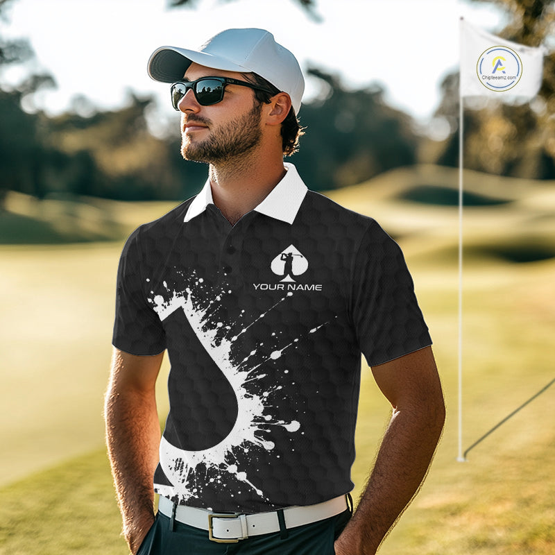 Poker Mens Golf Polo Shirt Custom Name Splatter Poker Golf Top For Team, Golfer Gift For Golfers NYN3325