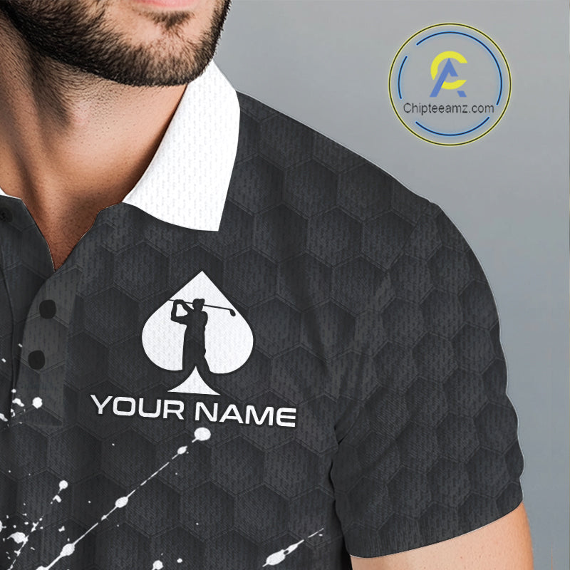 Poker Mens Golf Polo Shirt Custom Name Splatter Poker Golf Top For Team, Golfer Gift For Golfers NYN3325