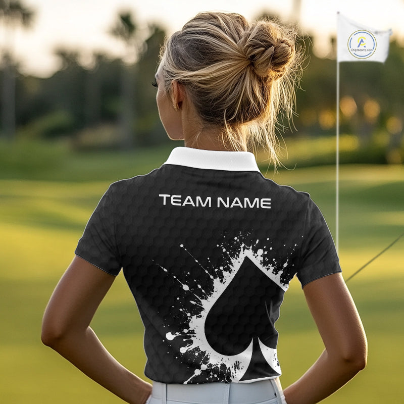 Poker Womens Golf Polo Shirt Custom Name Splatter Poker Golf Top For Team, Golfer Gift For Golfers NYN3325