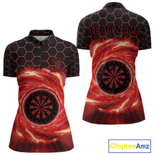 Load image into Gallery viewer, Black &amp; Red Storm Lightning Dartboard Custom Women Quarter-Zip Dart Shirt Halftone Dart Jerseys NYN1775