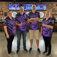 Load image into Gallery viewer, Black And Purple Stripes Light Dartboard Custom Darts Quarter-Zip Shirts Women Dart Team Jerseys NYN2275