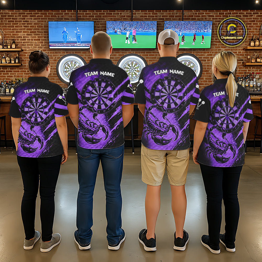 Black And Purple Stripes Light Dartboard Custom Darts Quarter-Zip Shirts Women Dart Team Jerseys NYN2275