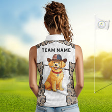 Load image into Gallery viewer, Cowboy Pattern White Golf Ball Womens Golden Golf Sleeveless Polo Shirts Custom Name Golf Gifts NYN3151