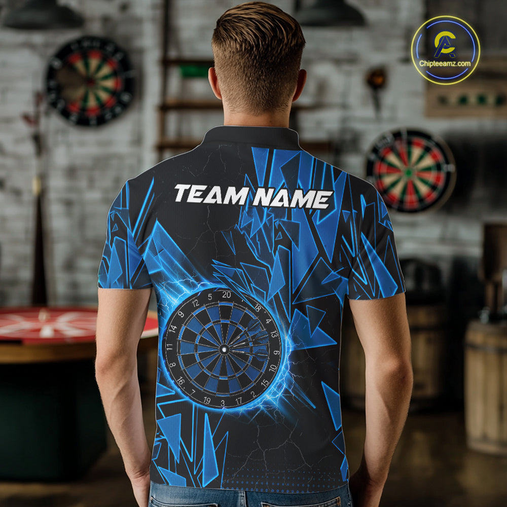 Blue Broken Glass Dartboard Lightning Dart Shirt Custom Dart Jersey For Men, Gifts For Dart Players NYN3335