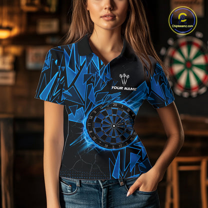 Blue Broken Glass Dartboard Lightning Dart Shirt Custom Dart Jersey For Women, Gifts For Dart Players NYN3335