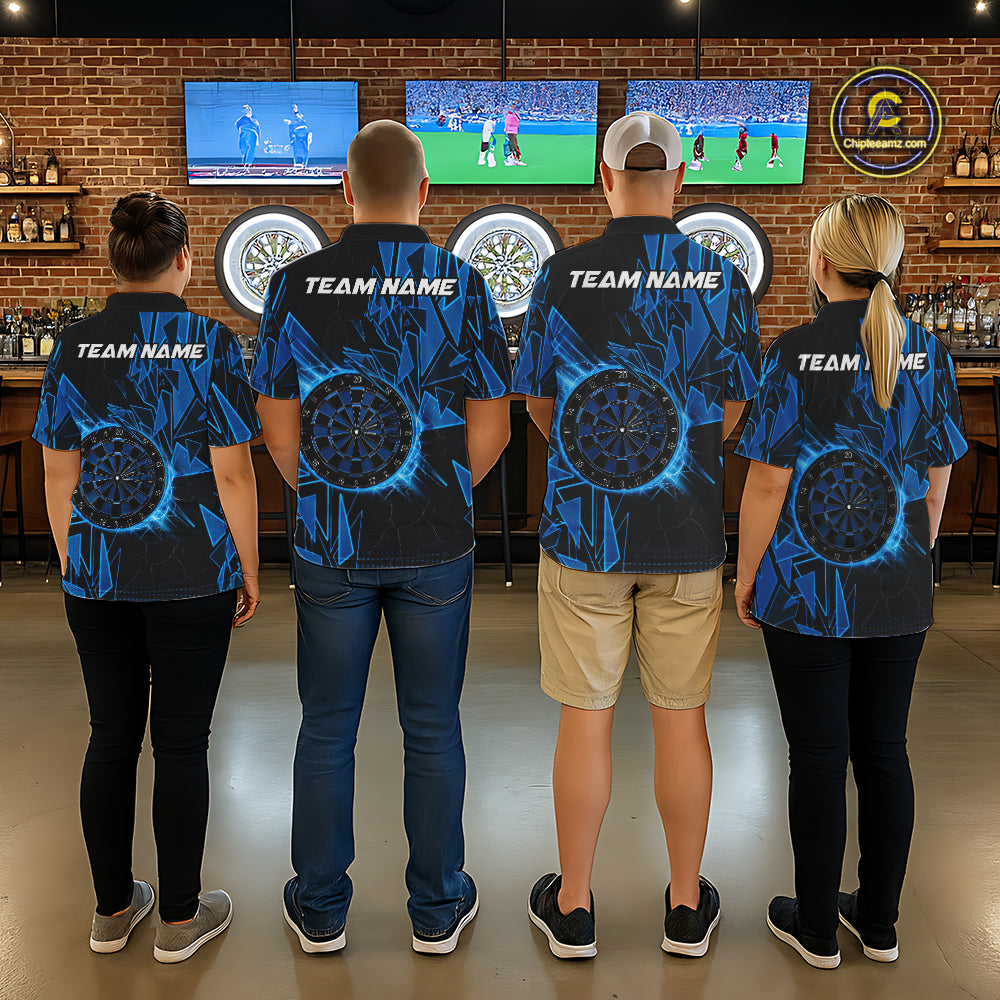 Blue Broken Glass Dartboard Lightning Dart Shirt Custom Dart Jersey For Women, Gifts For Dart Players NYN3335