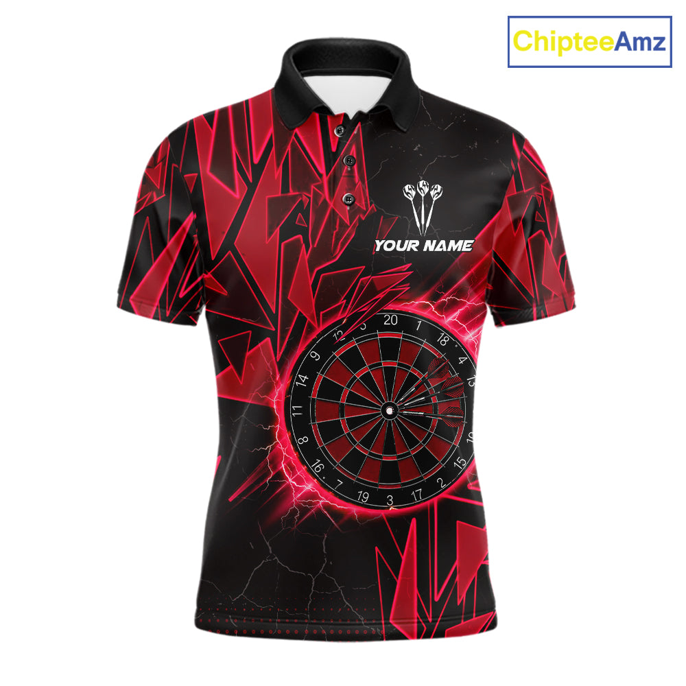 Red broken glass dartboard lightning dart shirt for men custom dart clothing