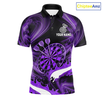 White and purple smoking dart polo shirt custom splatter dart team clothing