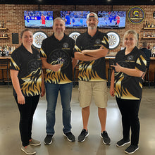 Load image into Gallery viewer, Black And Gold Horror Wolf Dart Shirts For Men Custom Thunder Dartboard Dart Team Name Jerseys NYN3625