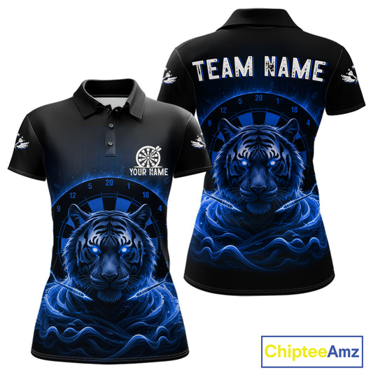 Black And Blue Smokes Tiger Dartboard Custom Mens Polo Dart Shirt Funny Dart Jerseys NYN1782