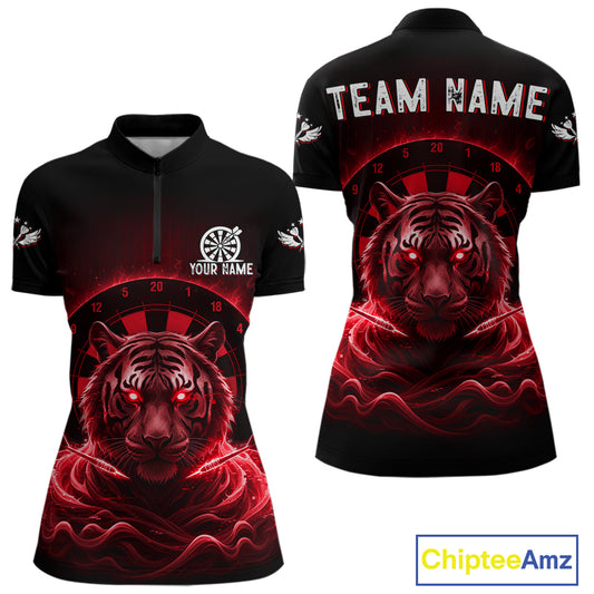 Black And Red Smokes Tiger Dartboard Custom Mens Polo Dart Shirt Funny Dart Jerseys NYN1783