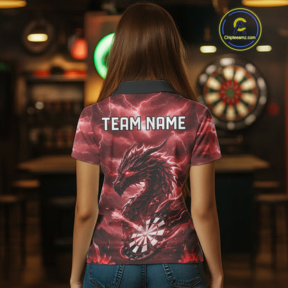 Lightning Dragon Red Dartboard Custom Dart Men Polo Shirt Outfits Dart Jerseys NYN1788