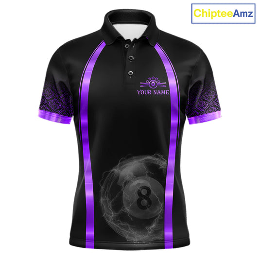 Black&Purple Thunder Lightning 8 Ball Pool Billiard Jerseys For Men Custom Billiard Team Shirt NYN3158