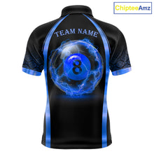Load image into Gallery viewer, Black&amp;Blue Thunder Lightning 8 Ball Pool Billiard Jerseys For Men Custom Billiard Team Shirt NYN3159