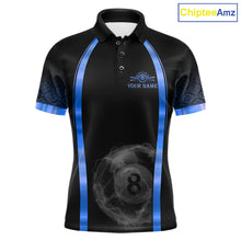 Load image into Gallery viewer, Black&amp;Blue Thunder Lightning 8 Ball Pool Billiard Jerseys For Men Custom Billiard Team Shirt NYN3159