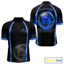 Load image into Gallery viewer, Black&amp;Blue Thunder Lightning 8 Ball Pool Billiard Jerseys For Men Custom Billiard Team Shirt NYN3159