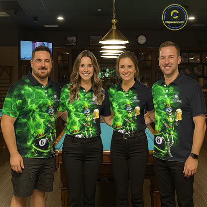 Fire Flame Shamrock Skeleton St Patrick's Day Women Billiard Shirts Custom Pool 8 Balls Billiard Attire NYN2741