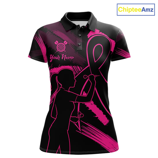 Black and pink grunge ribbon dart shirt for women breast cancer awareness dart jersey