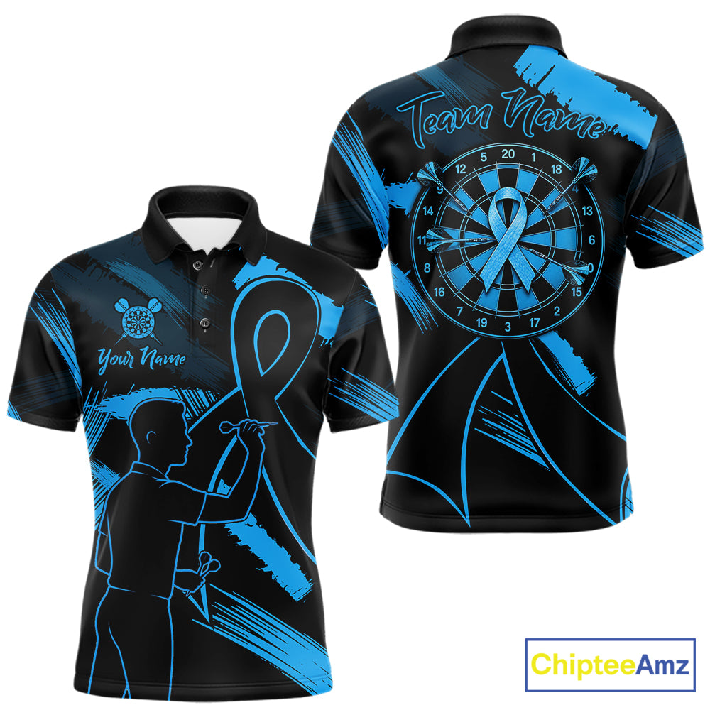 Black and blue grunge ribbon dart shirt for men prostate cancer awareness jersey