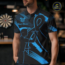 Load image into Gallery viewer, Custom Black &amp; Blue Grunge Ribbon Dart Shirts For Men Prostate Cancer Awareness Darts Team Jersey NYN3346