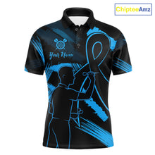 Load image into Gallery viewer, Black and blue grunge ribbon dart shirt for men prostate cancer awareness jersey