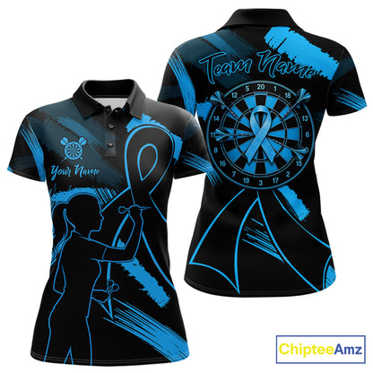 Black and blue grunge ribbon dart shirt for women prostate cancer awareness jersey