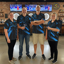 Load image into Gallery viewer, Custom Black &amp; Blue Grunge Ribbon Dart Shirts For Men Prostate Cancer Awareness Darts Team Jersey NYN3346