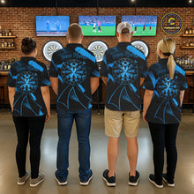 Load image into Gallery viewer, Custom Black &amp; Blue Grunge Ribbon Dart Shirts For Men Prostate Cancer Awareness Darts Team Jersey NYN3346