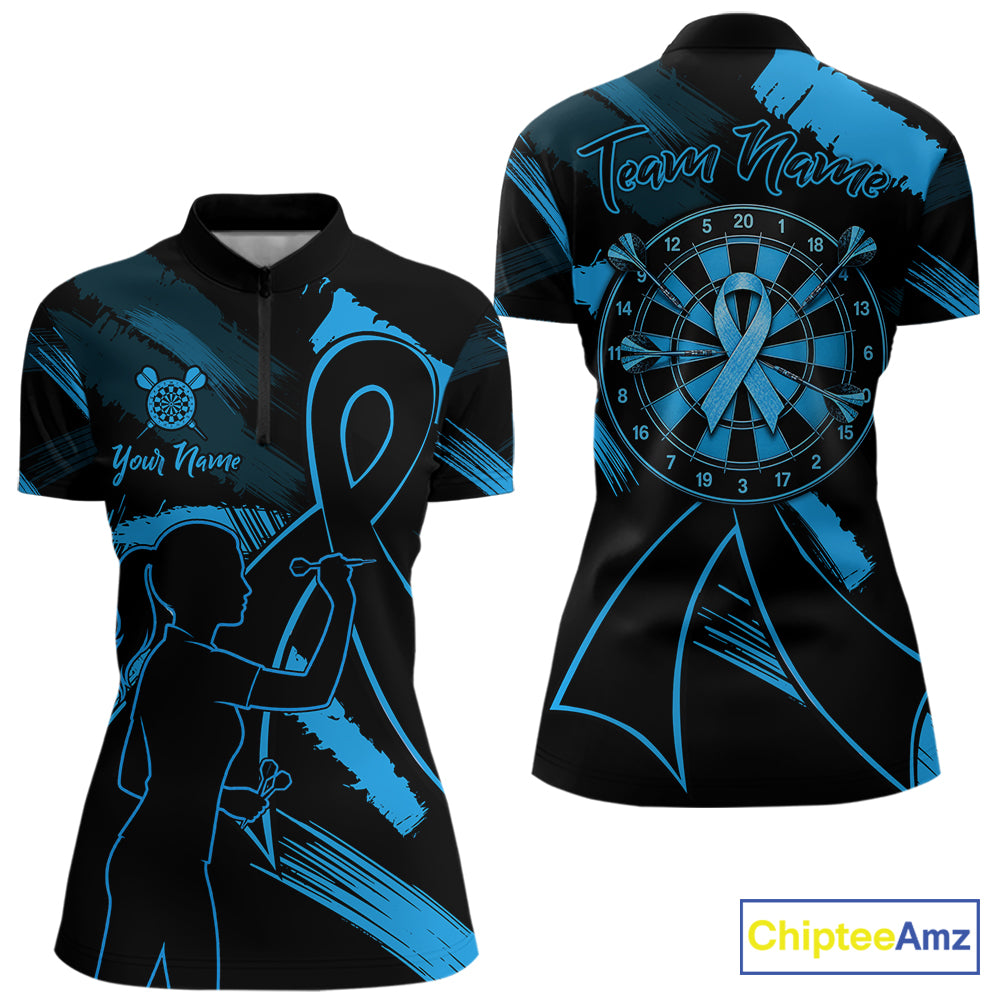 Black and blue grunge ribbon dart shirt for women prostate cancer awareness jersey