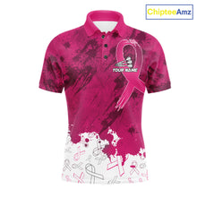 Load image into Gallery viewer, White and pink grunge ribbon dart shirt for men breast cancer dart team jersey