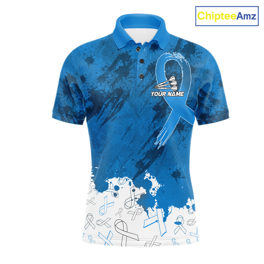 White and blue grunge ribbon dart shirt for men prostate cancer team apparel